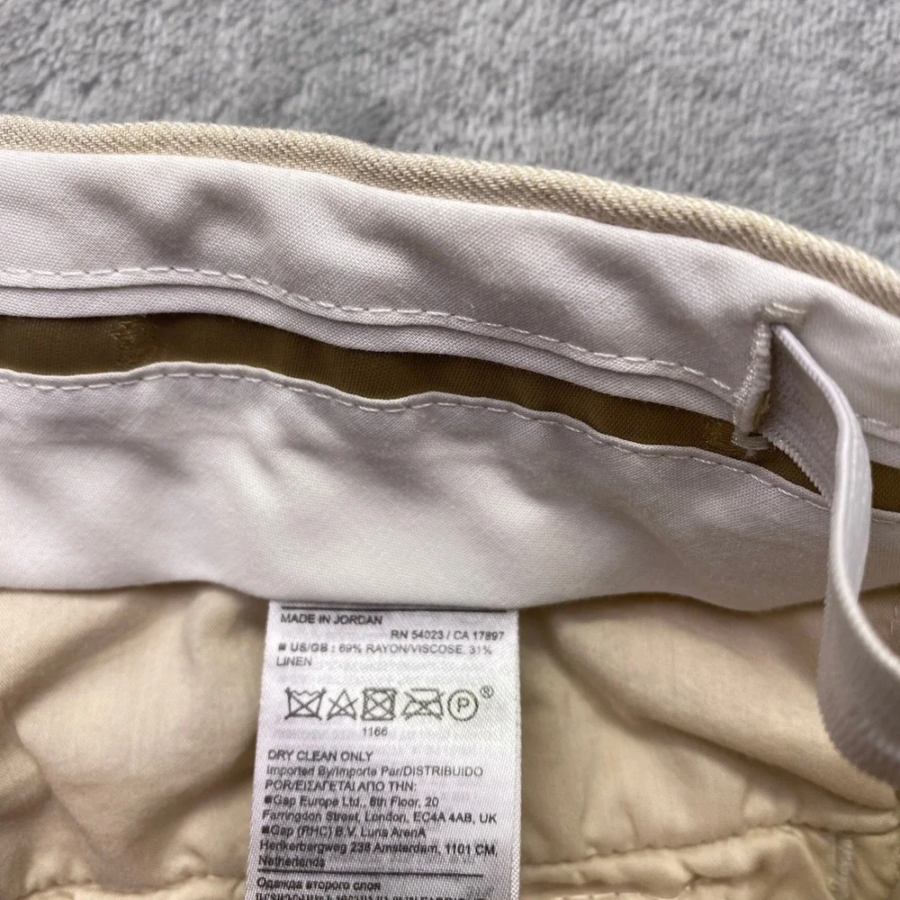 Banana Republic Womens Beige Pleated Linen Wide Leg Trousers Size 14 Cream Pants